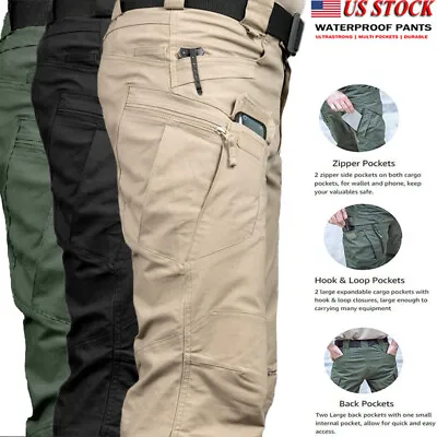 Mens Tactical Cargo Pants Work Pants Combat Outdoor Waterproof Hiking Trousers • $26.59