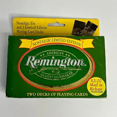 New Remington Metal Tin Double Deck Of Playing Cards Nostalgic Limited Edition • $14.99