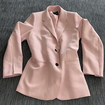 Nwt Zara Rose Pink W/ Black Buttons Blazer Shoulder Detail Jacket Sharp • $62