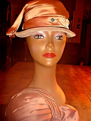 Vintage 2 Velvet & Satin Womens Hats With Hat Pin 30s-40s • $34.95