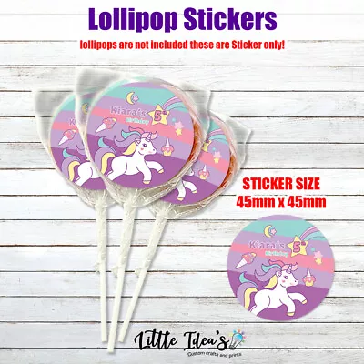 Personalized 24x Lollipop STICKER ONLY Party Birthday Event UNICORN • $9.95