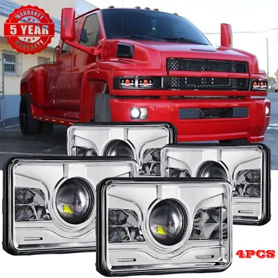 4 LED Headlights 4X6 2003 To 2009 Fit Chevy Kodiak C4500 C5500 Sealed Beam • $66.85