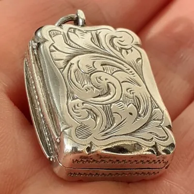 VICTORIAN SILVER VINAIGRETTE Pendant Fob Birmingham 1868 H&T Hilliard &Thomason • $304.91