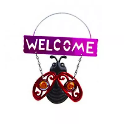 Ladybird Metal Animal Jewel Welcome Novelty Garden Plaque Hanging Wall Art Decor • £3.25