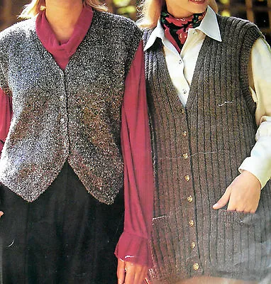 #38 Ladies Aran Long & Short Waistcoats 32-46 81-117cm Knitting Pattern COPY • £3.49