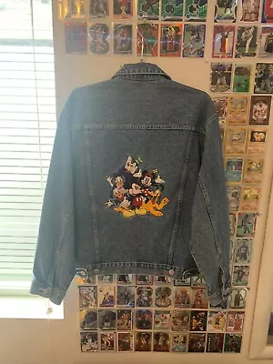$40 • Buy Vintage Disney Mickey Mouse Embroidered Characters Denim Jean Jacket Size Medium