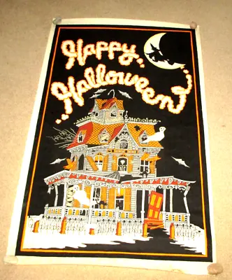 Vintage 1960's Happy Halloween Artex- Felt Poster Banner Display 51  Witch Broom • $84.99