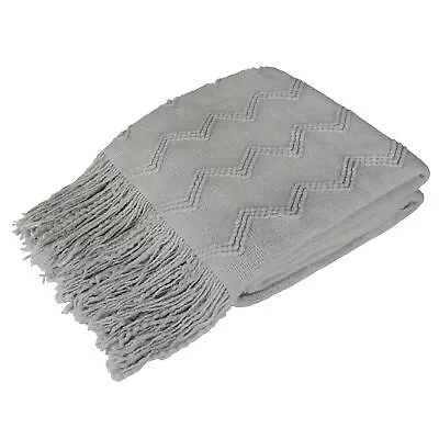 Textured Knitted Fringe Throw Blanket Decorative For Couch Sofa Bed Lightweight • $19.99