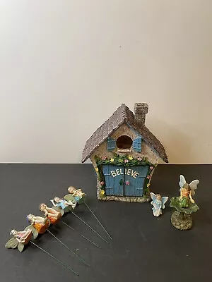 Believe Cottage Fairy Garden Miniature Garden Decoration W Seven Little Fairies • $39.99