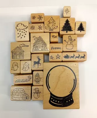 Make Your Own Snow Globe Gift Tags Rubber Stamp Set • $35