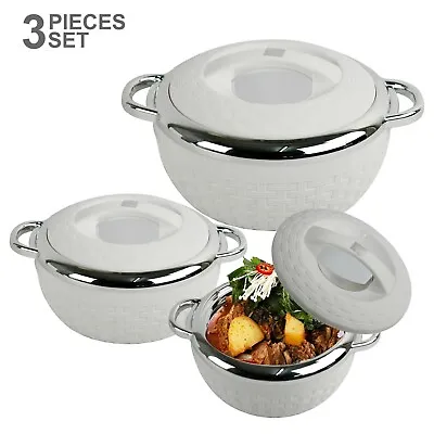 £27.99 • Buy 3Pcs Hot Pot Food Warmer Set Insulated Thermal Container Casserole Serving Dish
