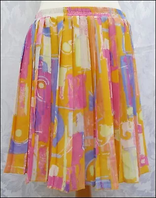 Vintage 1980s Skirt  EPISODE Pink/orange/lilac Pleated Skirt Fits Size 14 UK • £10