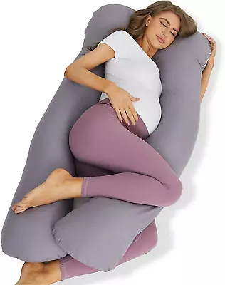 Pregnancy Pillow For Sleeping U Shaped Maternity Pillow - 56 Inch With Grey Mic • $39.99