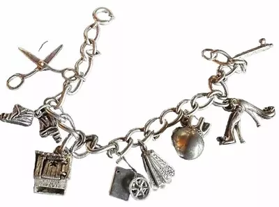 Vintage Sterling Silver Charm Bracelet With Charms • $55