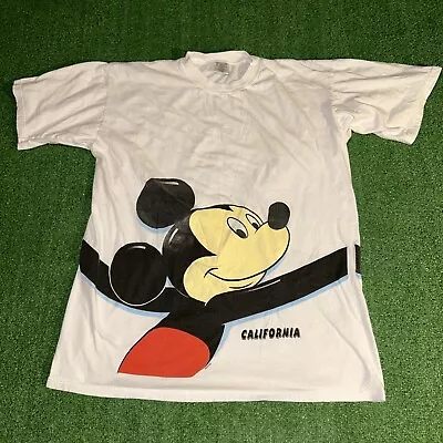 VTG 90s Disney Mickey Mouse California Double Sided Graphic Shirt - Mens Size XL • $25