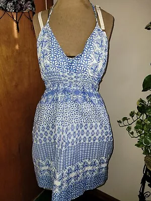 Victoria's Secret Blue And White Print Halter Sun Dress Swim Cover-up  • $20