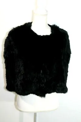 Joselyn Women's Black Rabbit Fur Cape OS Dyed Knitted Women's  • $107.25