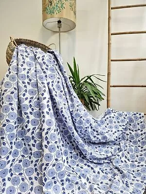 Indian Hand Block Floral Kantha Quilt Blanket Cotton King Size Bedspread Throw • £59.99