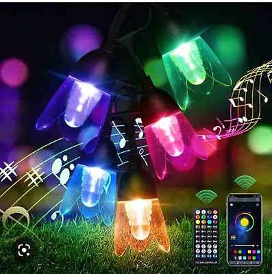  Garden String Lights 11M. 14 Waterproof Lights Bluetooth Remote Control • £11.99