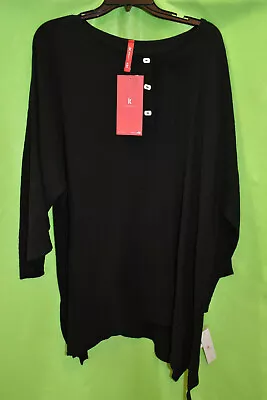 Ic Collection Black Waffle With Ruffle Sleeve With White Buttons Nwt 2x • $69.99