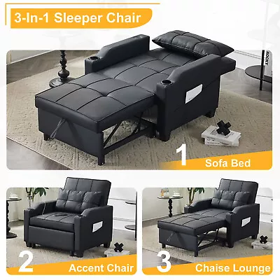 Adjustable Sofa Bed 3-in-1 Convertible Chair Sleeper Bed With Type C & USB Port • $249.99