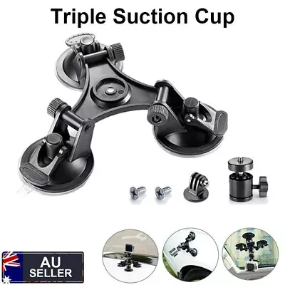 Triple Cup DSLR Camera Suction Mount GoPro Hero 9/8/7/6/5Car Holder Window Mount • $21.99