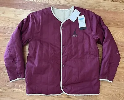 Men's Air Jordan Flight Heritage Liner Reversible Jacket DX4349-680 MED Maroon • $59.99