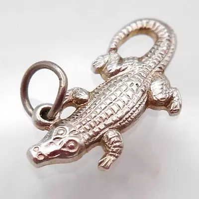 Vintage Alligator 1940's Charm Pendant 925 Sterling Silver 3/4  1.2g Mint Gator • $15