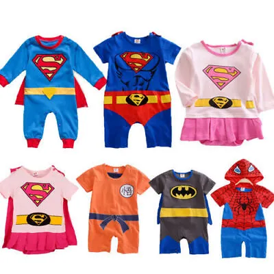 Child Toddler Baby Boy Girl Super Hero Romper Jumpsuit Fancy Dress Up Costume • £7.19