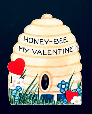 Vintage Die Cut Folding Valentine Greeting Card - Bee Hive Honey-Bee 4  • $2.95