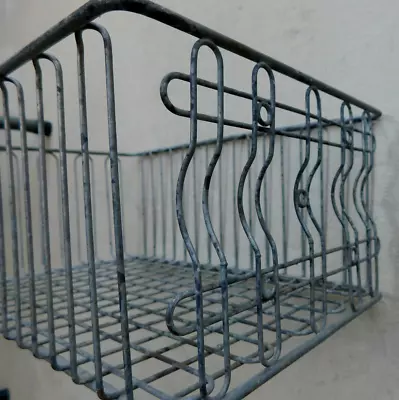 Vintage Wire Crate ART DECO METAL 14x9 Dairy Milk Storage Basket 1210 • $39.99