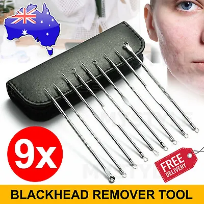 $9.95 • Buy 9pcs Blackhead Remover Extractor Tool Pimple Blemish Popper Comedone Kit Clip
