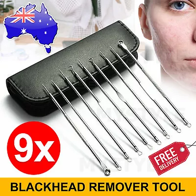 $8.45 • Buy 9pcs Blackhead Remover Extractor Tool Pimple Blemish Popper Comedone Kit Clip