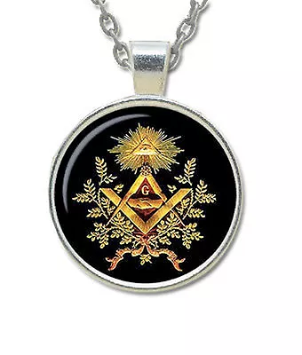 Masonic Glass Necklace Pendant With Various Masonic Symbolism For Free Masons • $15.99