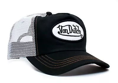 Authentic Vintage Von Dutch Originals White Mesh Black Front Trucker Cap Hat • $35.95
