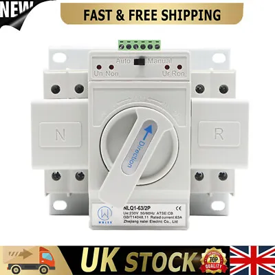 £56.29 • Buy UK Automatic Transfer Switch 2 Way Dual Power Generator Changeover Switch 2P 63A