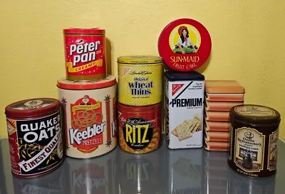 9 Advertising Tins! Ritz.Quaker Oats.Peter Pan.Premium.Keebler.FigNewton & More! • $29.95