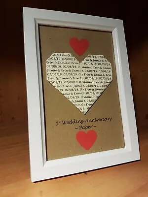 £11 • Buy Personalised Handmade 1st Wedding Anniversary Frame Gift. Paper Anniversary. 