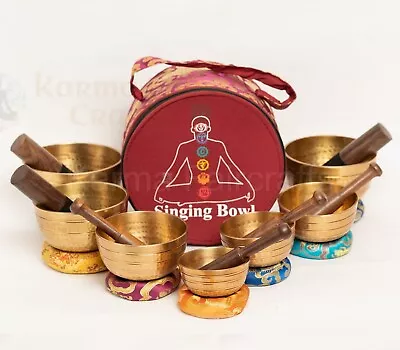 Chakra Healing Singing Bowl Set Of 7 Hand Hammered Tibetan Sound Meditation Bowl • $147.99