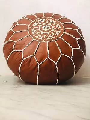 Natural Vintage Square Genuine Moroccan Footstool Pouffe Handstich Boho • $117.57