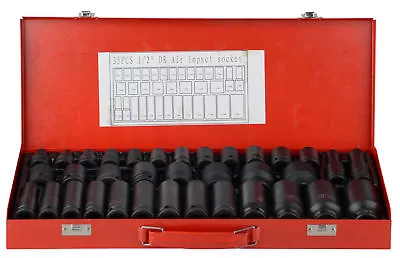 $69.95 • Buy 35pcs 1/2  Drive Deep Impact Socket Tool Set Metric Garage Workshop Tools 8-32MM