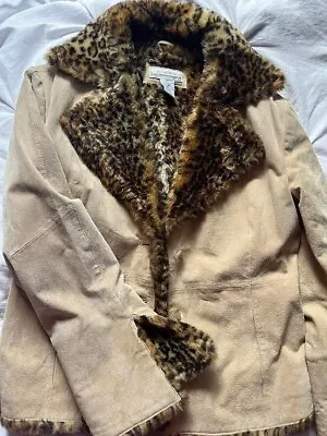 $65 • Buy ORIGINAL 1970's Suede  Cheetah Fur Coat M/L