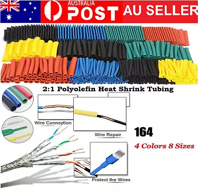 164Pcs Heat Shrink Tubing Tube Assortment Wire Cable Insulation Sleeving Set Kit • $11.49