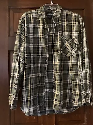 VTG Moose Creek Legendary Clothing Heavy Green Plaid Flannel Shirt Men's Size L • $14.95