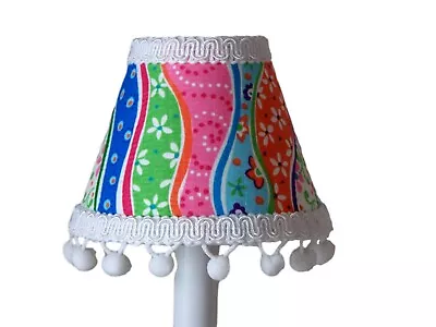 Summer Fun Stripe Pom Pom Chandelier Shade 5  Mini Lamp Sconce Shade Beach Bal • $5