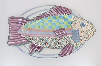 Mackenzie-Childs Victoria & Richard Fish Platter Plate 14.5  Multi-Color 1996 • $180.49