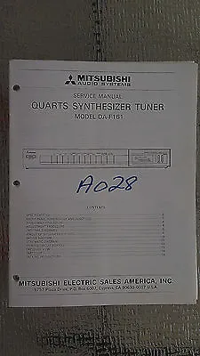 Mitsubishi Da-f161 Service Manual Original Repair Book Stereo Tuner Radio • $19.98