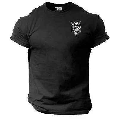 King Gorilla T Shirt Pocket Gym Clothing Bodybuilding Training Workout MMA Top • £6.99