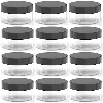 2oz Plastic Cosmetic Jars Leak Proof Clear Container With Black Lid For Cream... • $19.21