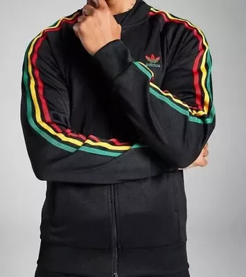 Adidas Originals SST Men's Track Top In Black And Jamaican Colourway Size S • £79.99